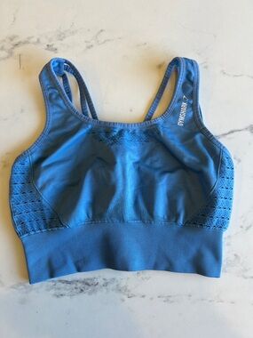 Gymshark Electric Blue Seamless Sports Bra with Mesh Panels medium